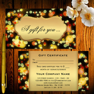 Modèle de certificat cadeau avec étincelles de lum