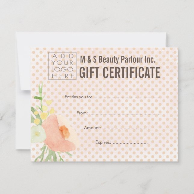 Modèle de certificat cadeau salon de beauté de che (Devant)