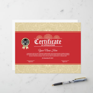 Modèle de certificat d'appréciation élégant