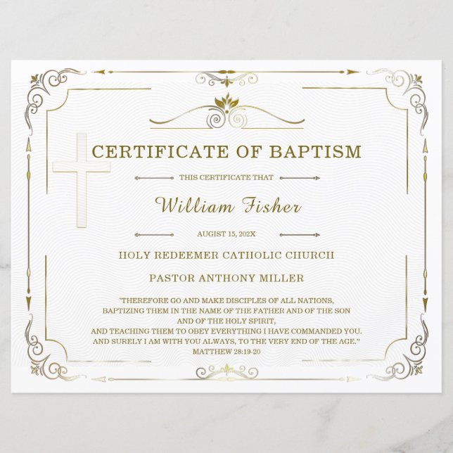 Modèle de certificat de baptême personnalisé modif (Devant)