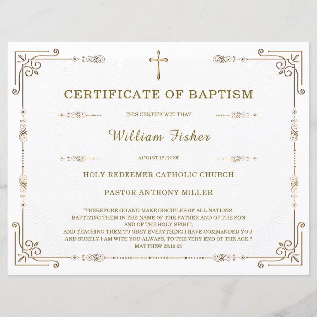 Modèle de certificat de baptême personnalisé modif (Devant)