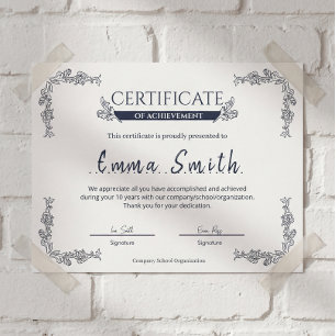 Modèle de certificat de réussite bleu classique