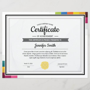 Modèle de certificat imprimable