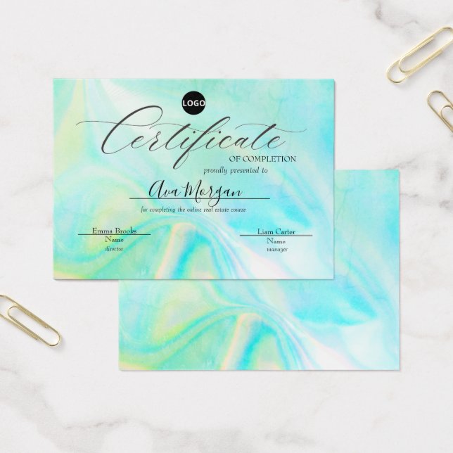 Modèle de certificat simple - Effet holographique (Bureau)