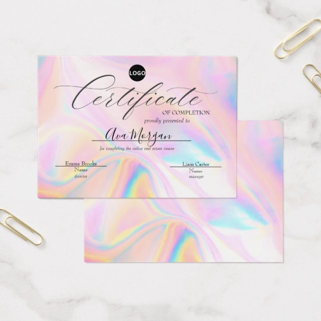 Modèle de certificat simple - Effet holographique (Bureau)