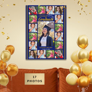 Modèle de collage photo Félicitations diplômé Bleu