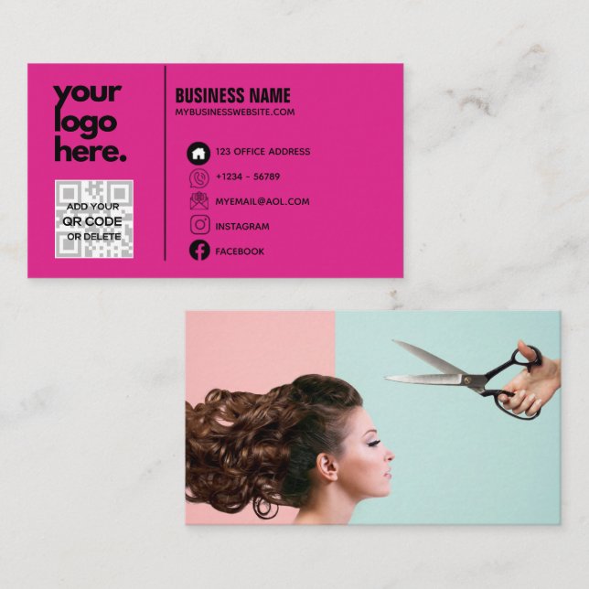 Modèle de conception du logo Cerise Pink Carte de  (Devant / Derrière)