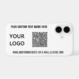 Modèle de coque iPhone avec code QR, logo et texte