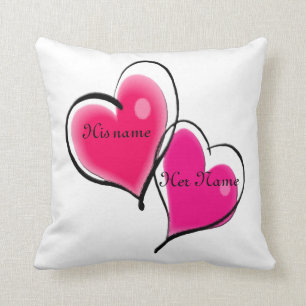 Modèle de coussin de deux coeurs