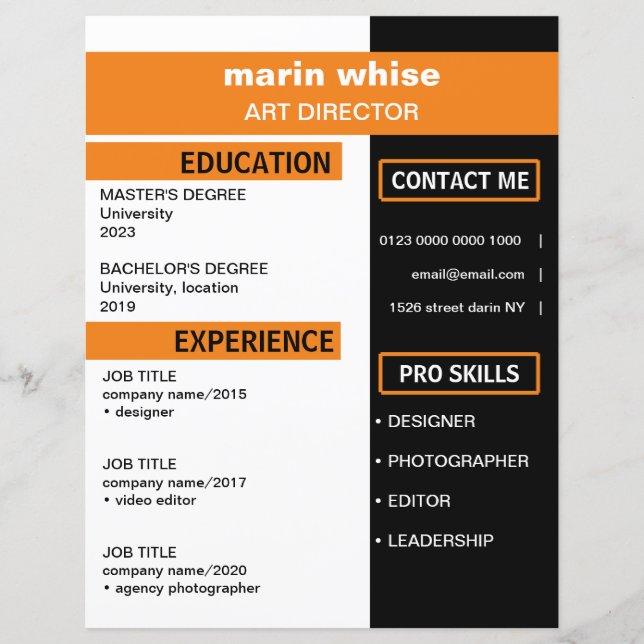 Modèle de CV professionnel (Devant)