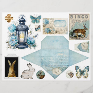 Modèle de Damas bleu vintage - Deux sur quatre