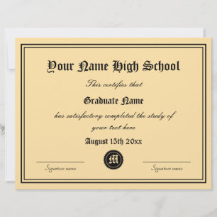 Modèle de diplôme de certificat d'études secondair