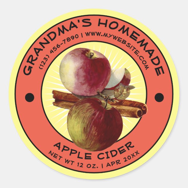Modèle de Étiquette de cidre de pomme maison vinta (Devant)