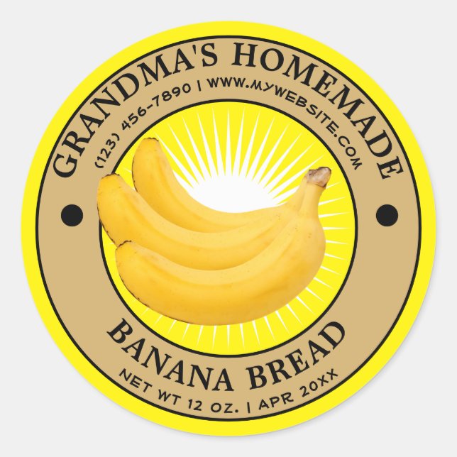 Modèle de Étiquette de pain de banane maison vinta (Devant)