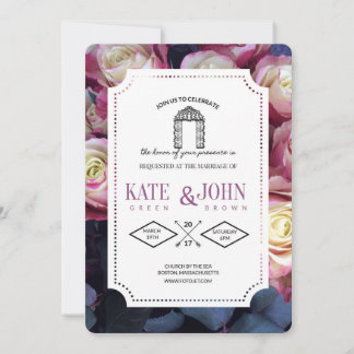 Modèle de faire-part de mariage floral burgundy