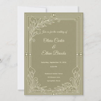 Modèle de faire-part de mariage vert sauge élégant