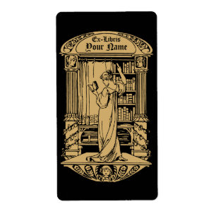 Modèle de fille et de livres Ex Libris Art Nouveau