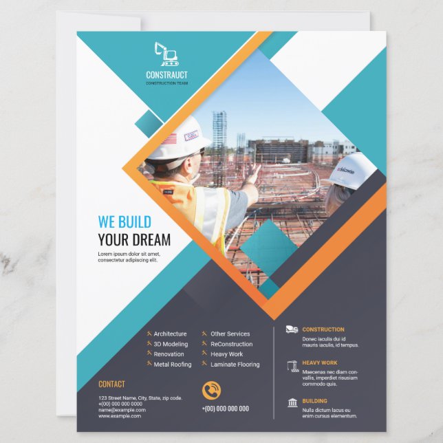 Modèle de flyer de construction professionnelle (Devant)