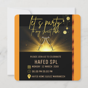 Modèle d'e-invitation de fête numérique Neon Gold