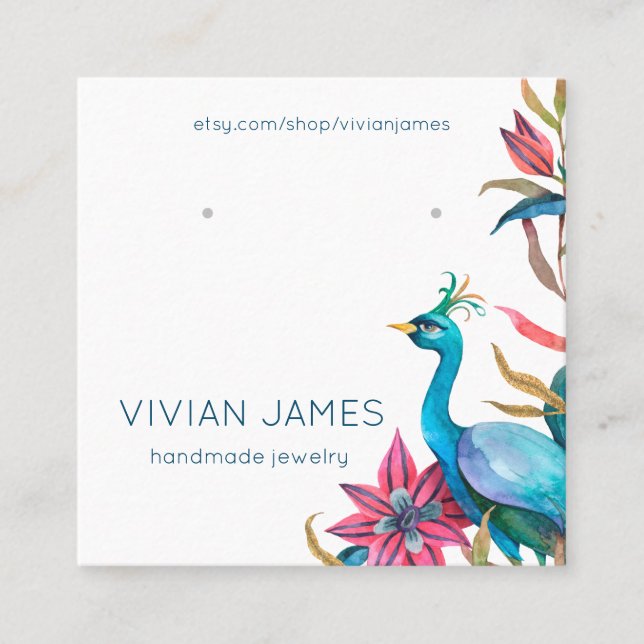 Modèle de la carte à bijoux Peacock Floral Earring (Devant)