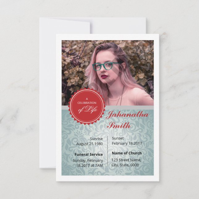 Modèle de la carte de prière funéraire (Devant)