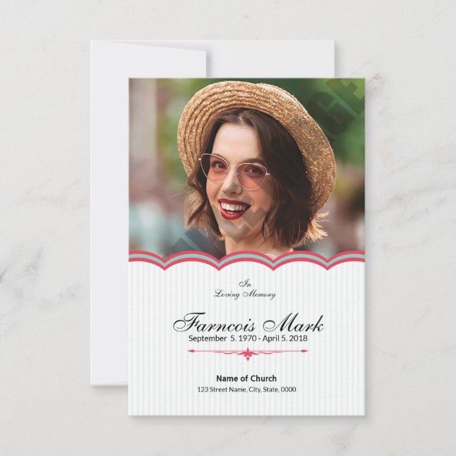 Modèle de la carte de prière funéraire imprimable (Devant)