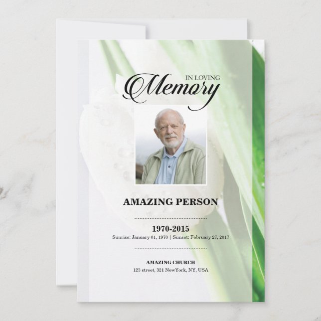 Modèle de la carte de prière TulipFuneral (Devant)