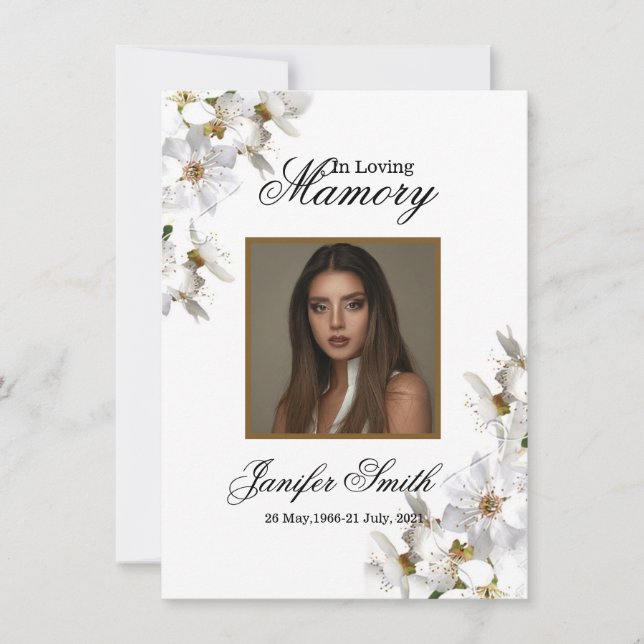 Modèle de la carte de prières funéraires florales (Devant)