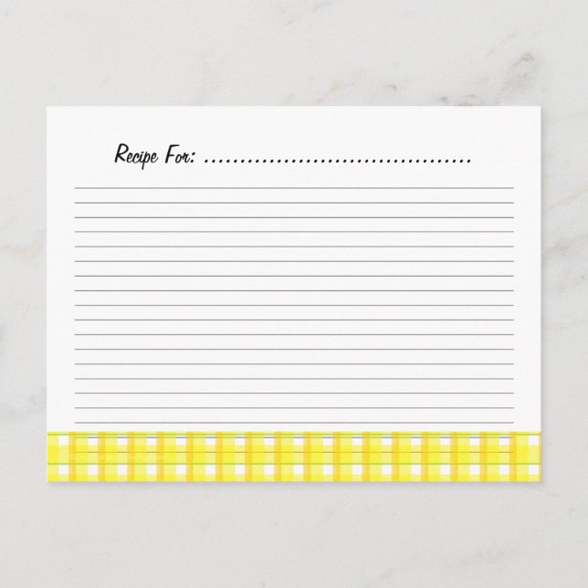 Modèle de la carte de recette jaune (Dos)