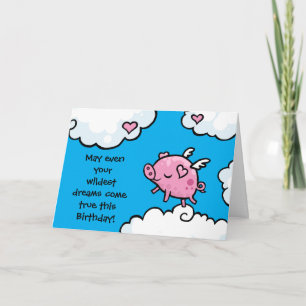 Modèle de la carte de rêve d'anniversaire de porc 