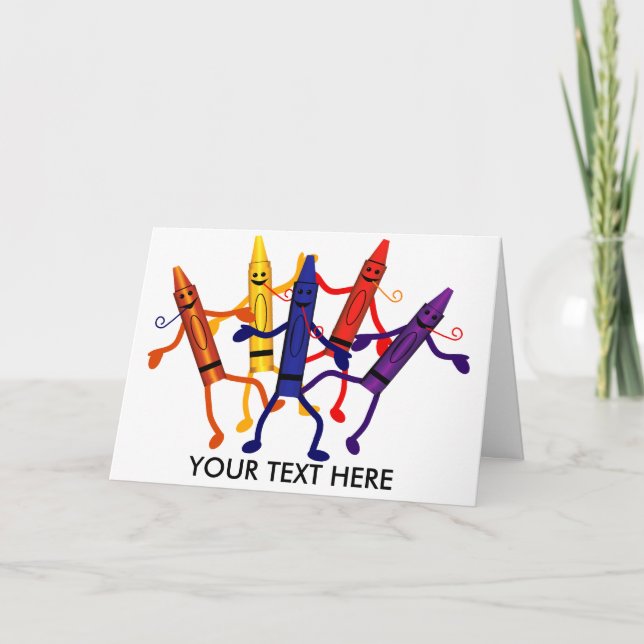 Modèle de la carte de voeux Crayon Party (Devant)