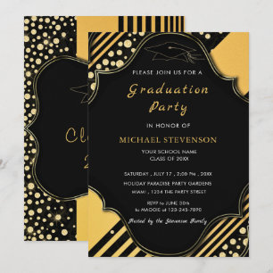 Modèle de l'invitation de graduation encadrée d'or
