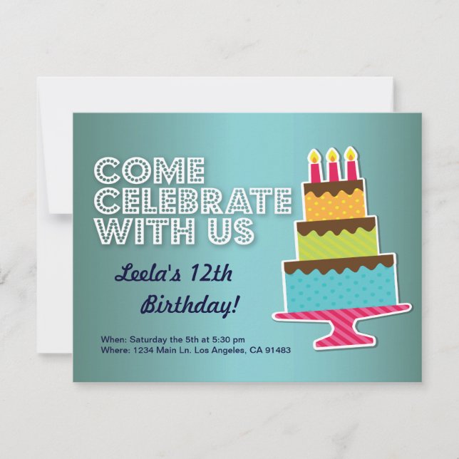 Modèle de l'invitation par carte d'anniversaire (Devant)