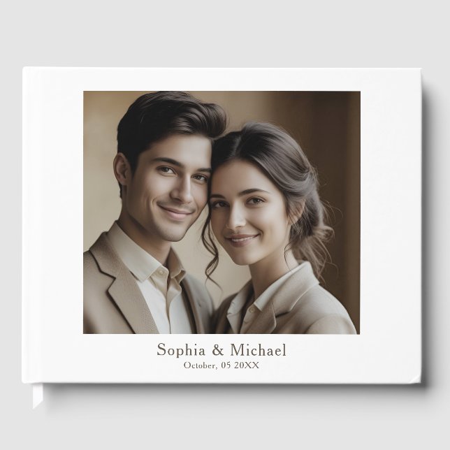 Modèle de livre d'or de mariage avec photo minimal (Recto)