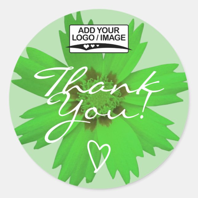 Modèle de logo Étiquette de Merci de fleurs vert c (Devant)