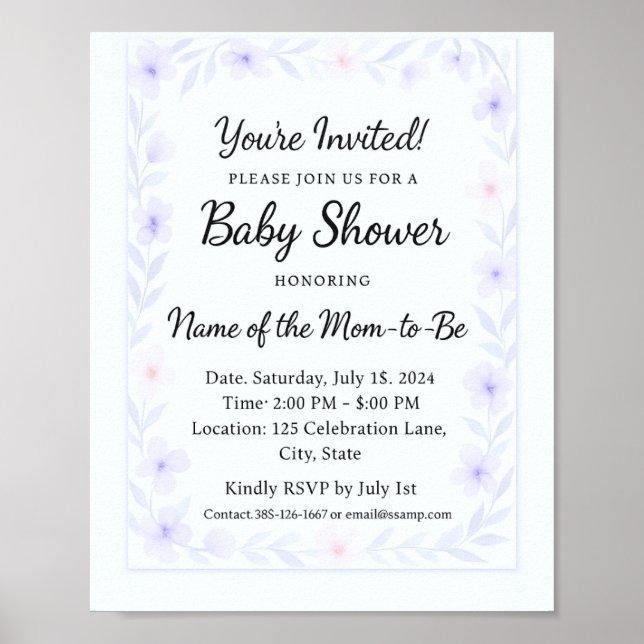 Modèle de lot de jeux de baby shower de fleurs sau poster (Front)