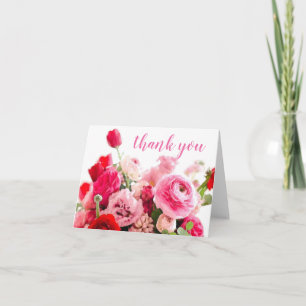 Modèle de main de remerciement script roses fleurs