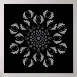 Modèle de Mandala à points à imprimer Poster