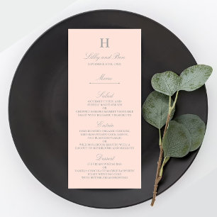 Modèle de menu Chic Blush Pink & Grey Mariage