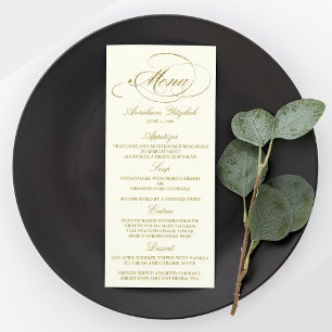 Modèle de menu de fête chic en feuille d'or - Ivoi