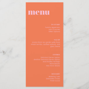 Modèle de menu de mariage élégant rose orange
