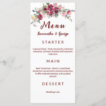 Modèle de menu de mariage floral bohème élégant