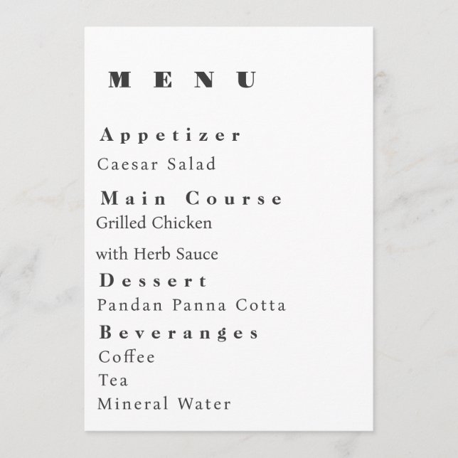 Modèle de menu de mariage moderne (Devant)