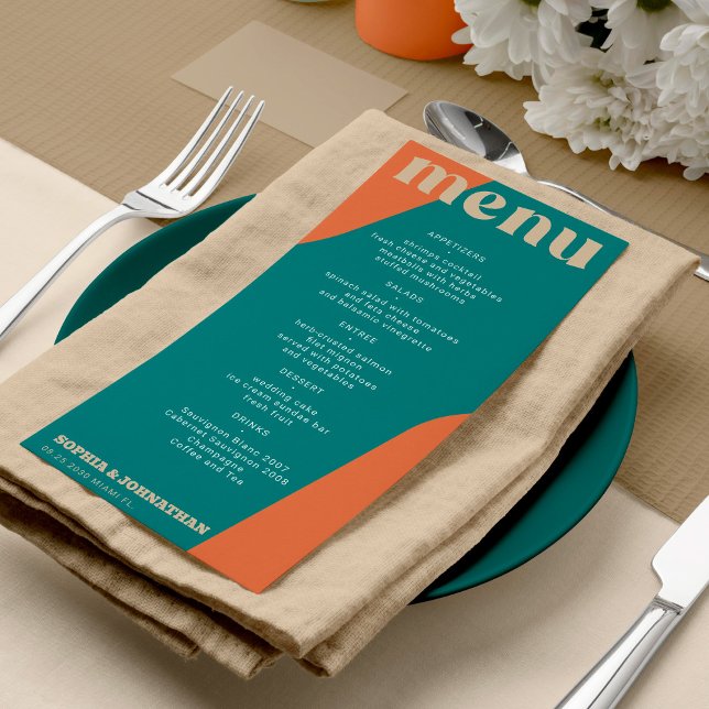 Modèle de menu de mariage rétro groovy moderne (Créateur téléchargé)