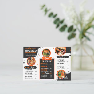 Modèle de menu de restaurant élégant noir et orang