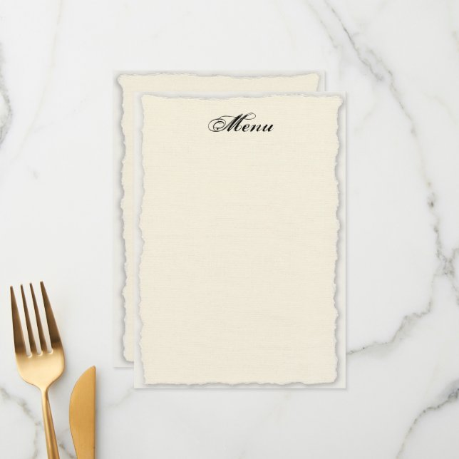 Modèle de menu Mariage classique Faux-Deckle (Devant/Arrière en situation)