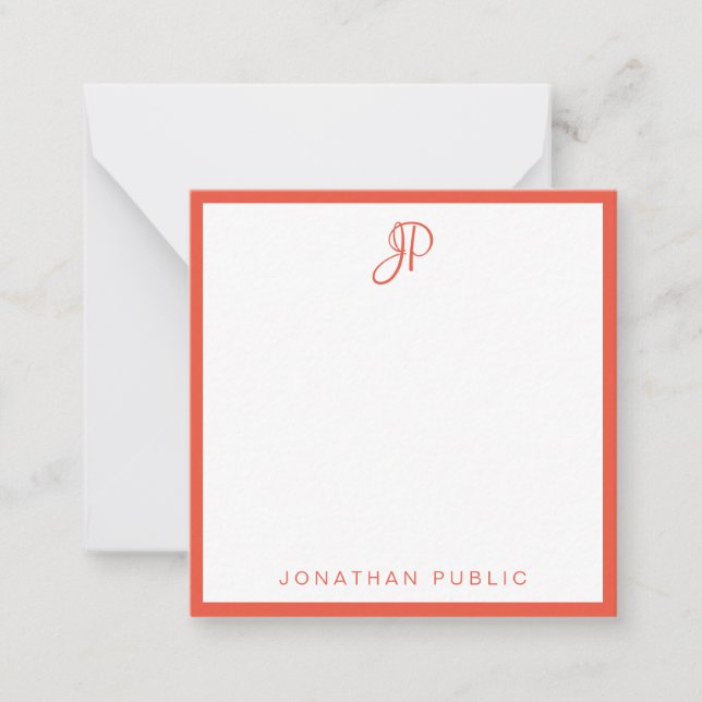 Modèle de monogramme rouge orange blanc manuscrit (Devant)