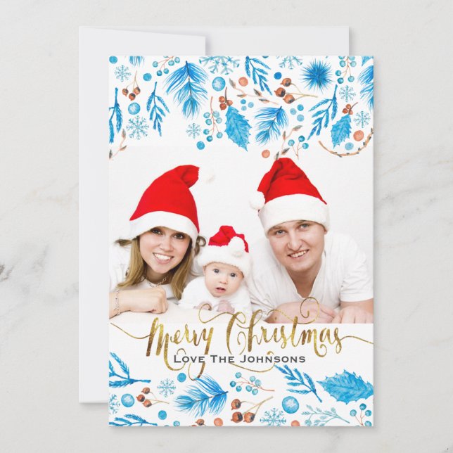 Modèle de Noël avec photo personnalisée Élégant Hi (Devant)