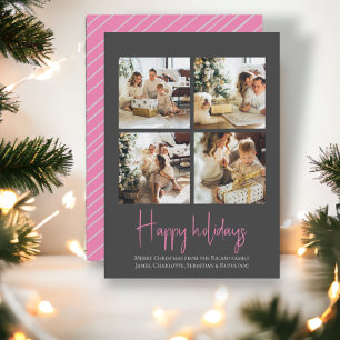 Modèle de Noël Joyeuses Fêtes Photo Gris Rose