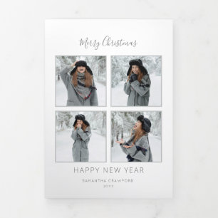 Modèle de Noël minimaliste multi-photo gris Chevro